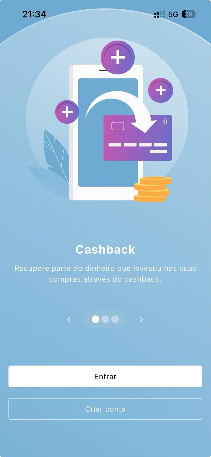 Tela de cadastro e pagamento do Vsocial